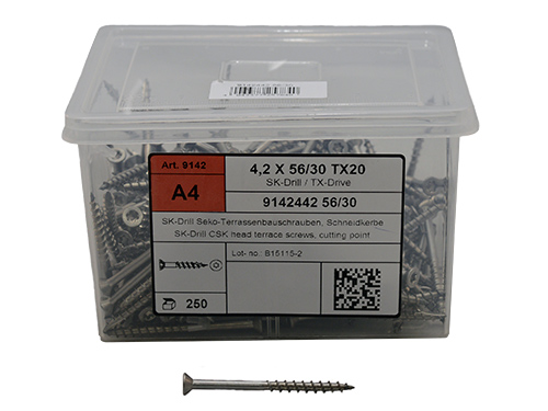 Decking screw, csk TX A2, incl. bit, DIN 9142 (4.2 x 42 mm) in the group Fasteners / Screws / Decking screws at Marifix (9142-2-4,2X42)