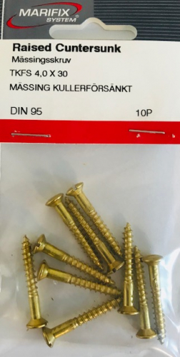 Brass screw, raised csk drive, DIN 95 (3.0 x 16 mm) Bag 20pic in the group Fasteners / Prepackaged / Prepackaged for racks at Marifix (00951316)