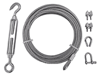 Wire set, 10 m x 4 mm, tensioner, thimbles, lock (galv.)