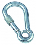 Carabiner with eyelet and lock, stainless steel