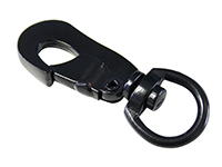 Snap hook with swivel, painted black, galv.