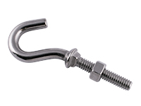 Hook with thread, stainless steel