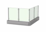 Glass railing: square post with end cap, top with out handrail